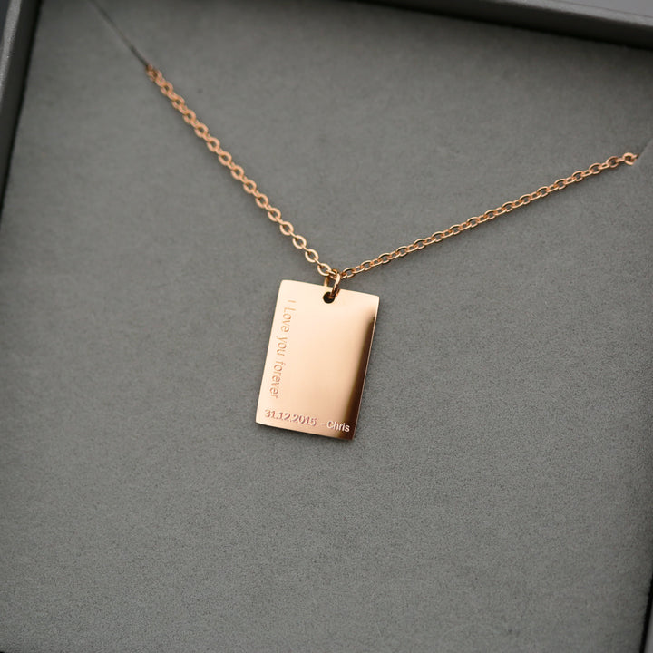 Personalised Dazzle Necklace - Modern Font Engraved Rose Gold