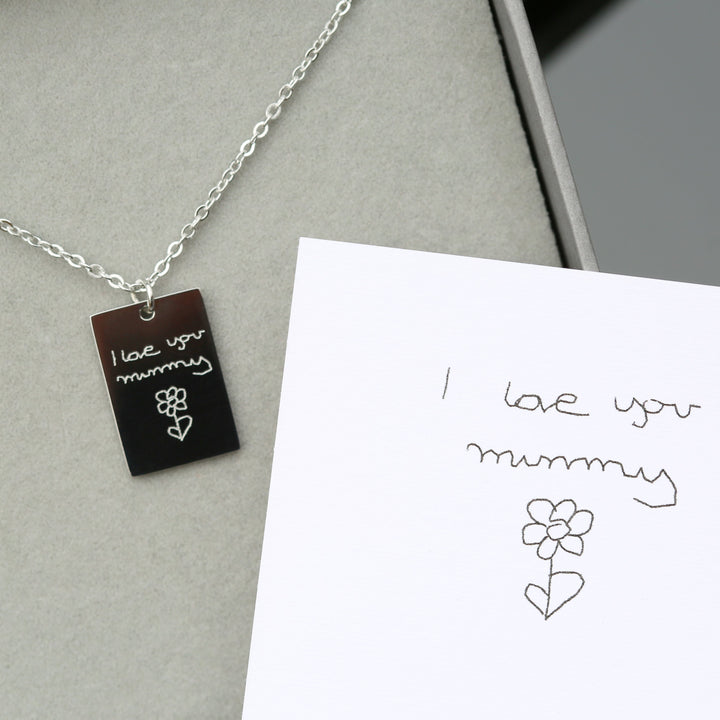 Personalised Dazzle Necklace - Own Handwriting Engraved