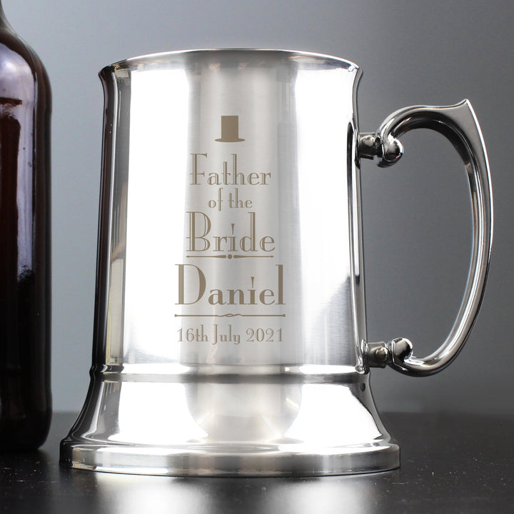 Personalised Decorative Wedding Father of the Bride Stainless Steel Tankard