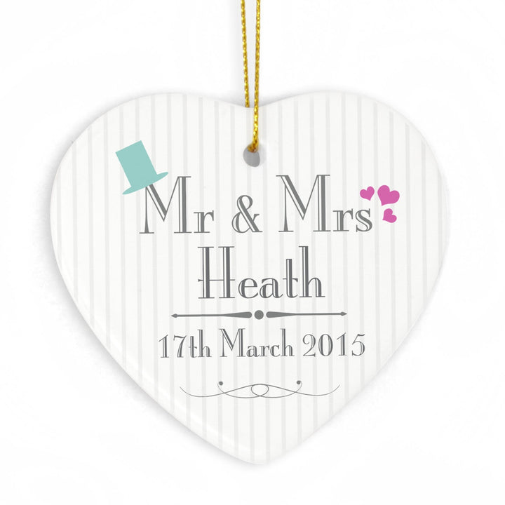 Personalised Decorative Wedding Mr & Mrs Ceramic Heart