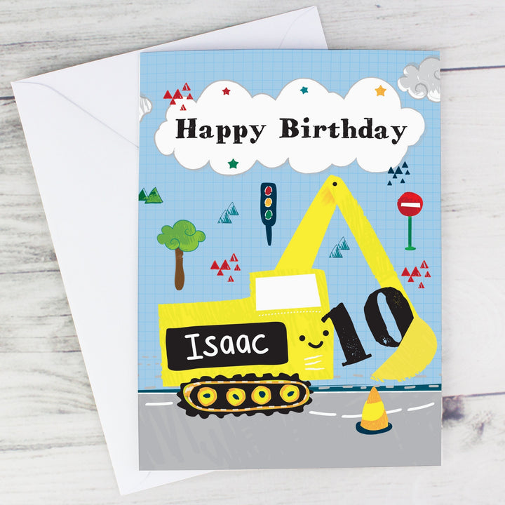 Personalised Digger Birthday Card