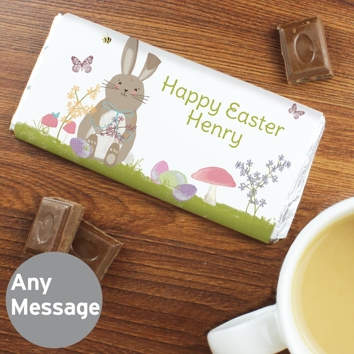 Personalised Easter Meadow Bunny Milk Chocolate Bar