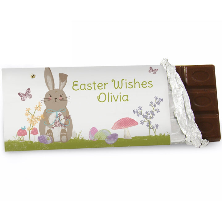 Personalised Easter Meadow Bunny Milk Chocolate Bar