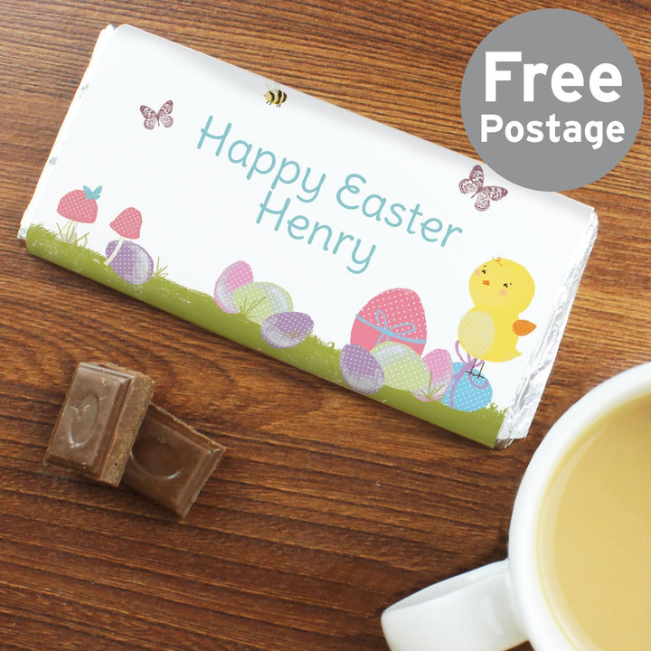 Personalised Easter Meadow Chick Milk Chocolate Bar