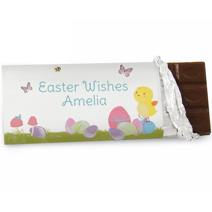 Personalised Easter Meadow Chick Milk Chocolate Bar