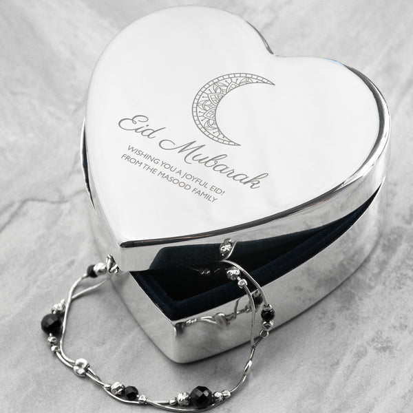 Personalised Eid Mubarak Heart Trinket Box