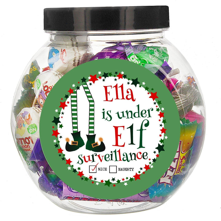 Personalised Elf Surveillance Sweet Jar