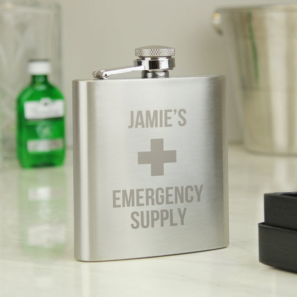 Personalised Emergency Supply Hip Flask - Father's Day gift
