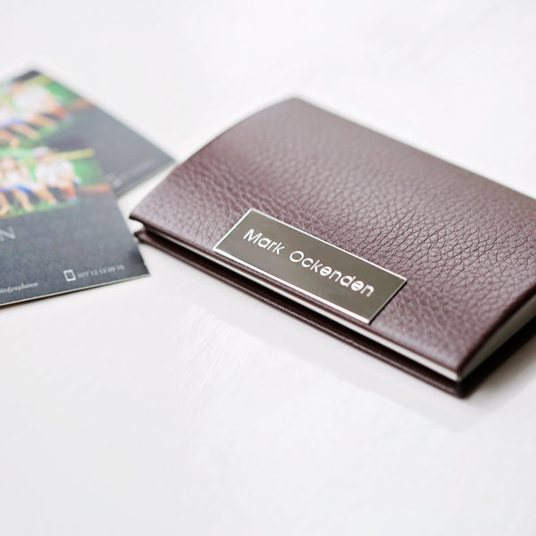Personalised Engraved Business Card / Credit Card Holder Brown