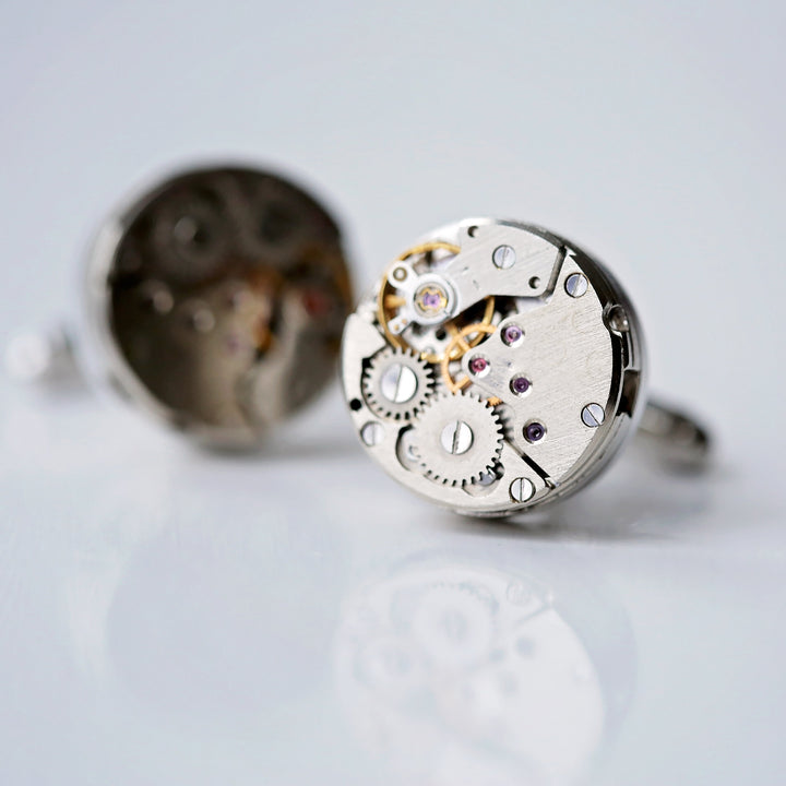 Personalised Engraved Gear Movement Cufflinks
