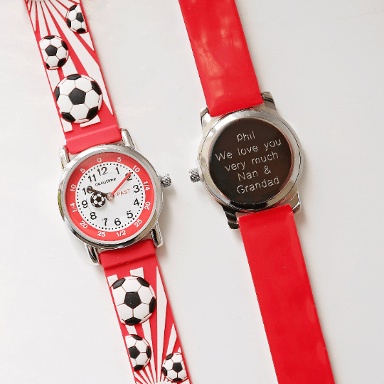 Personalised Engraved Kids 3D Football Watch - Red