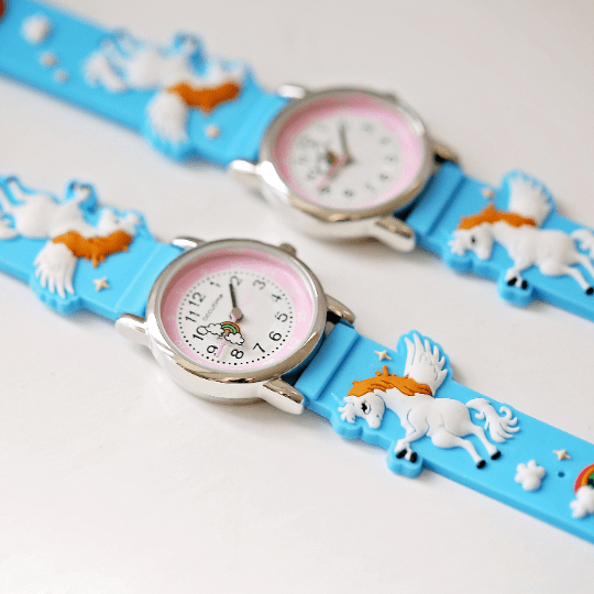 Personalised Engraved Kids 3D Unicorn Watch - Light Blue