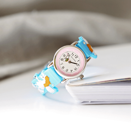Personalised Engraved Kids 3D Unicorn Watch - Light Blue
