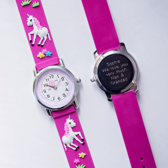 Personalised Engraved Kids 3D Unicorn Watch - Pink