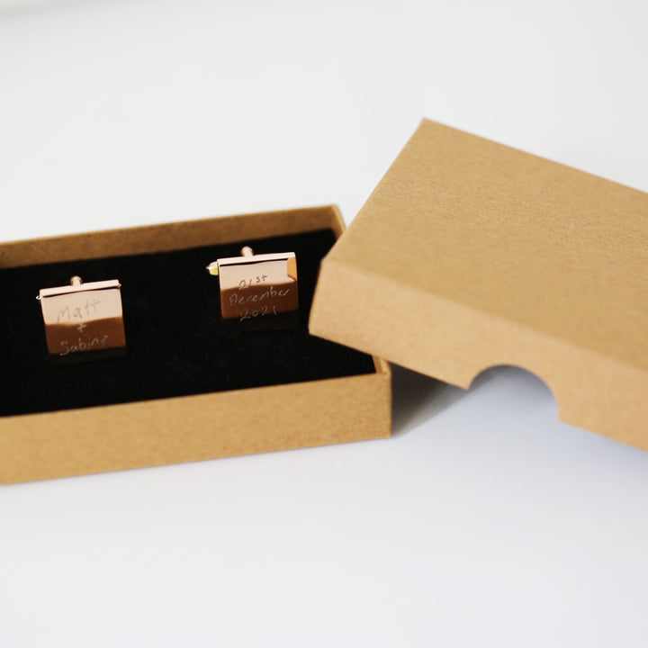 Personalised Engraved Own Actual Handwriting Cufflinks Rose Gold / Standard Eco-box