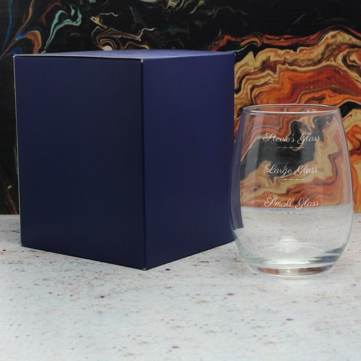 Buy Personalised Engraved Stemless Amber Wine Glass with Name's Glass ...