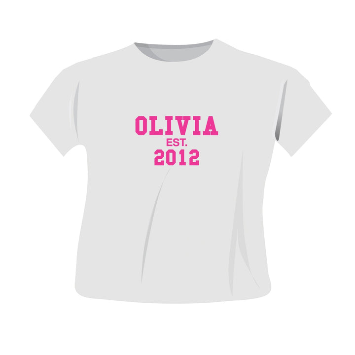 Personalised Established PinkText Tshirt 1-2 years