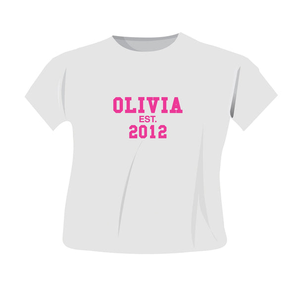 Personalised Established PinkText Tshirt 3-4 years