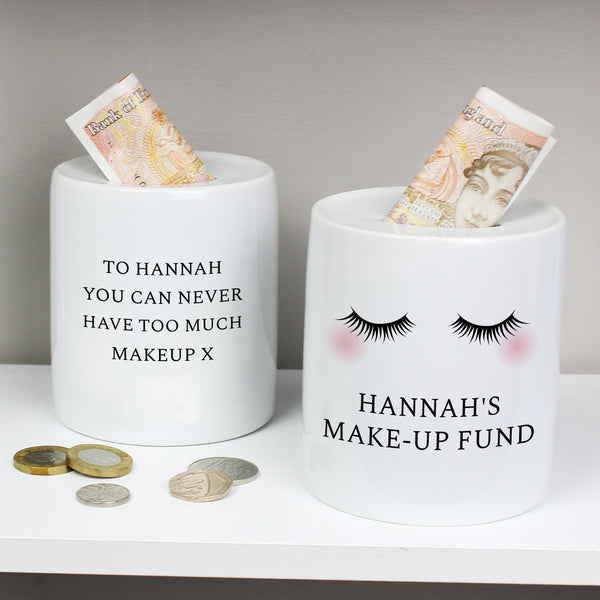 Personalised Eyelashes Ceramic Money Box