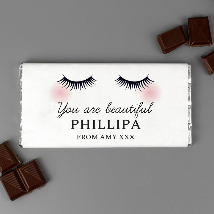 Personalised Eyelashes Milk Chocolate Bar