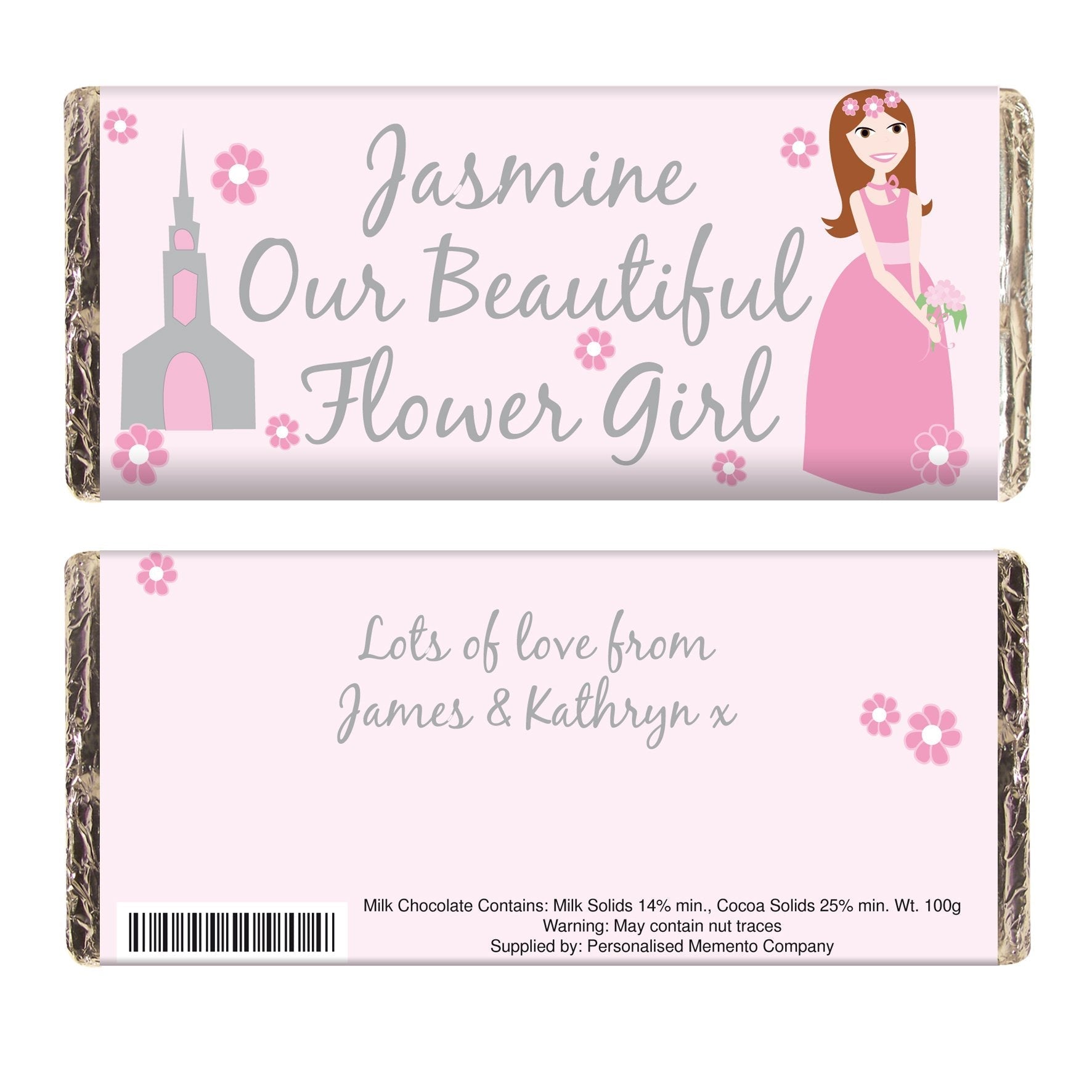 Personalised Fabulous Flower Girl Milk  Chocolate Bar