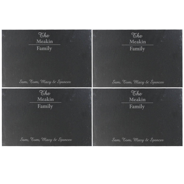 Personalised Family Slate Rectangle Placemat 4 Pack