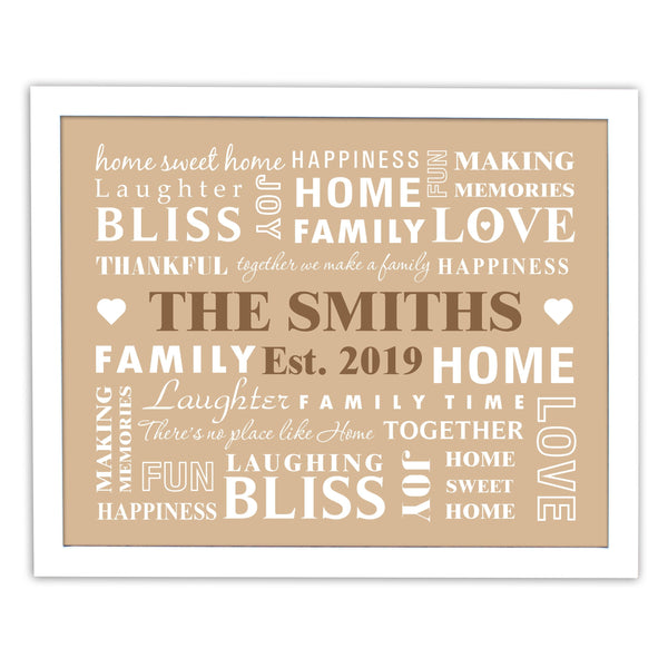 Personalised Family Typography White Framed Print