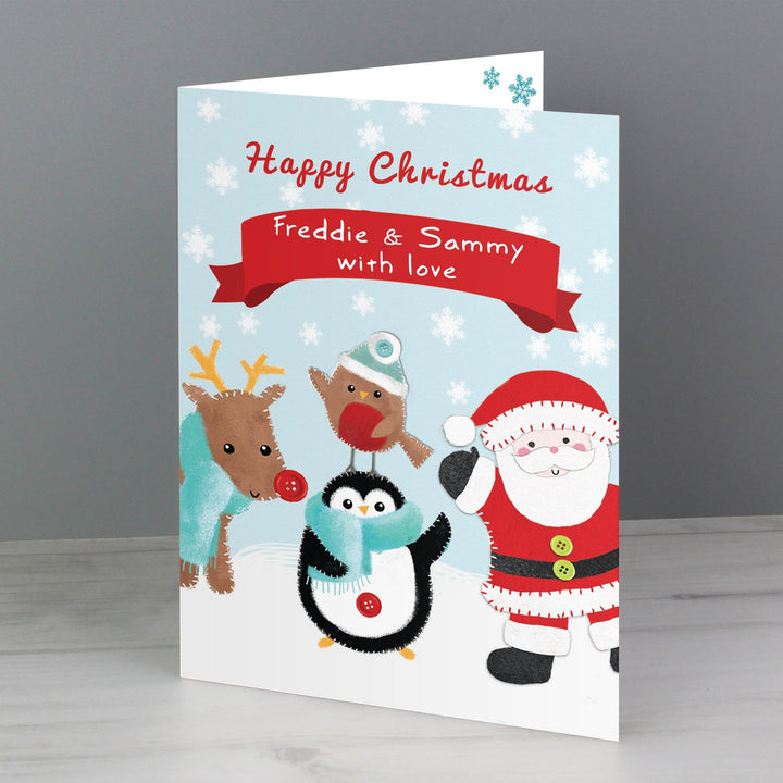 Personalised Felt Stitch Friends Christmas Card