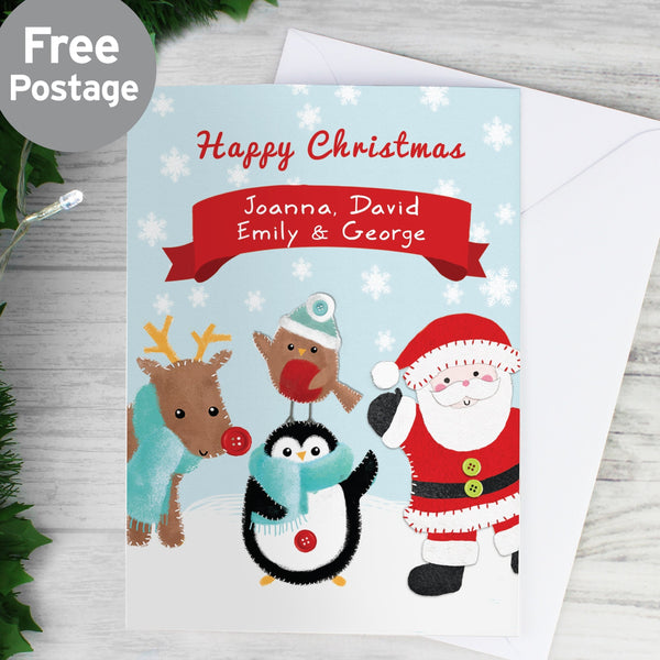 Personalised Felt Stitch Friends Christmas Card