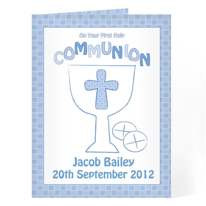 Personalised First Holy Communion Card Blue
