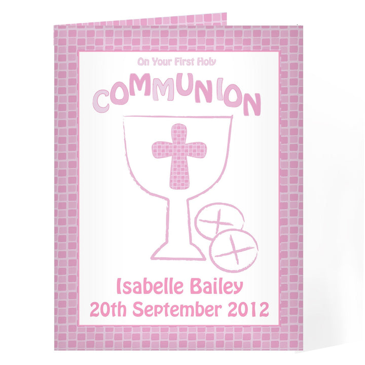 Personalised First Holy Communion Card Pink