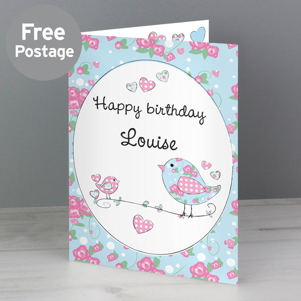 Personalised Floral Bird Card