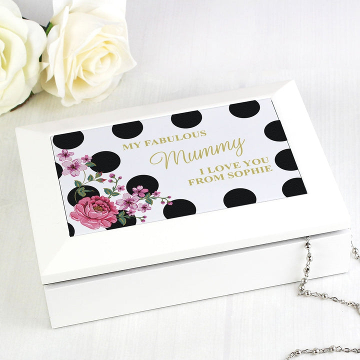 Personalised Floral Dot Jewellery Box