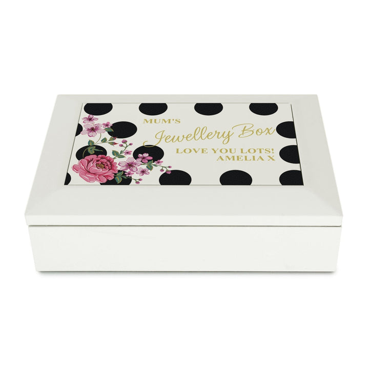 Personalised Floral Dot Jewellery Box