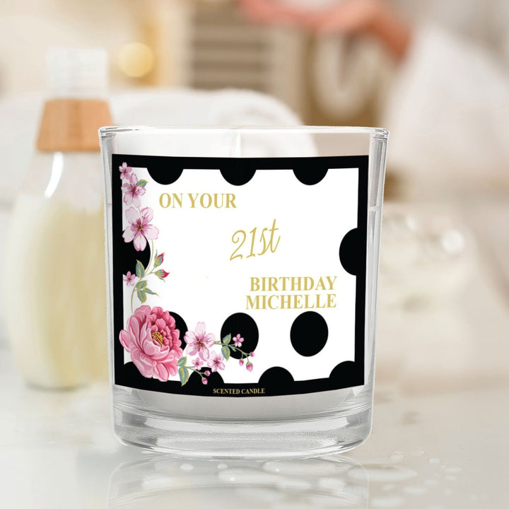 Personalised Floral Dot Scented Jar Candle