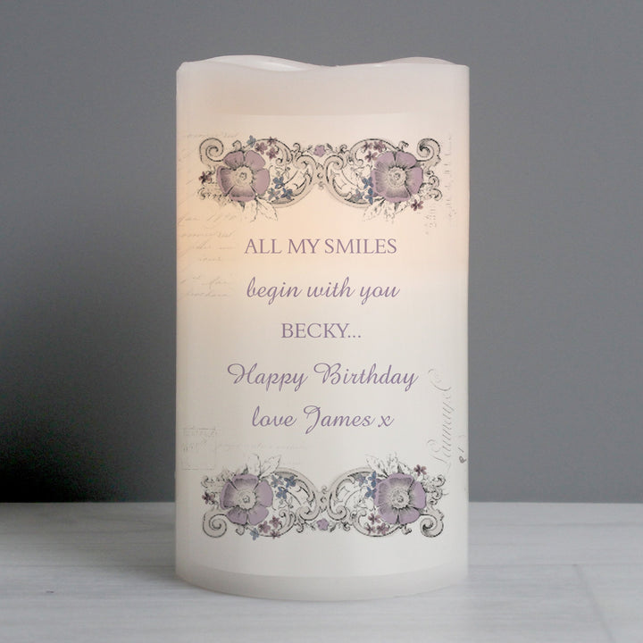 Personalised Floral Spiral LED Candle