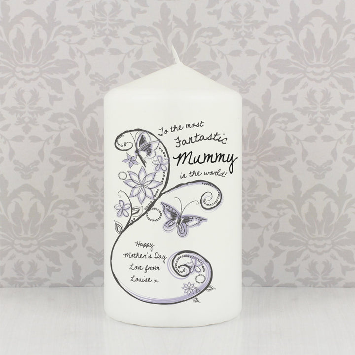 Personalised Flower Pattern Pillar Candle