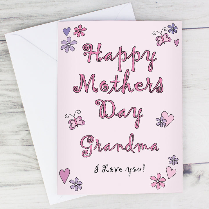 Personalised Flowers And Butterflies Happy Mothers Day Card