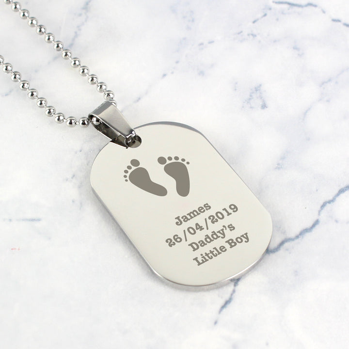 Personalised Footprints Stainless Steel Dog Tag Necklace