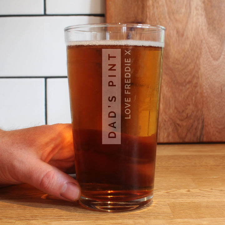 Personalised Free Text Pint Glass - Father's Day gift