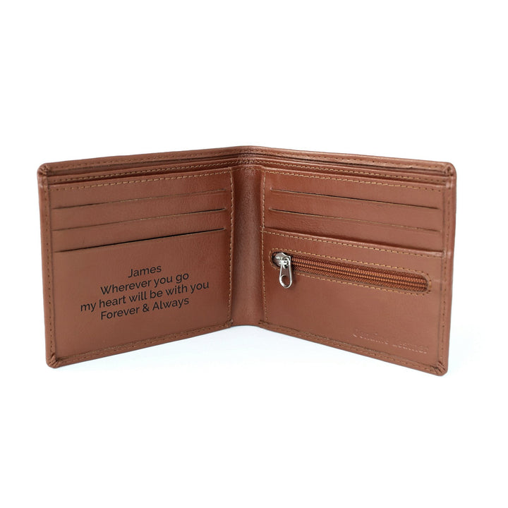 Personalised Free Text Tan Leather Wallet