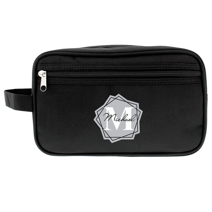 Personalised Geometric Initial Black Vanity Bag