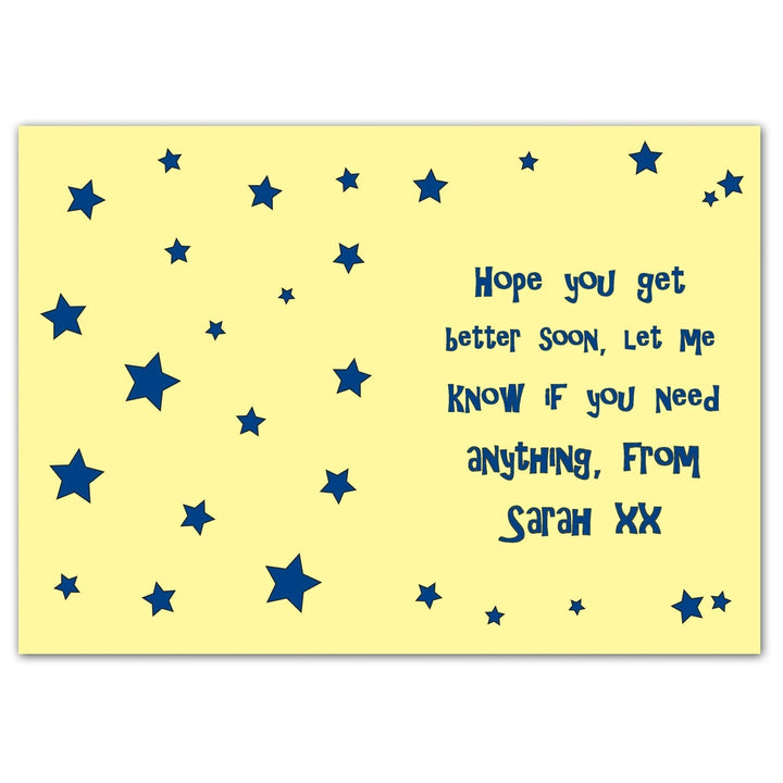 Personalised Get Well Blue Stars Card