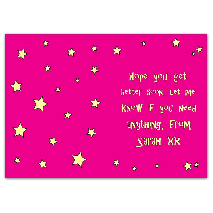 Personalised Get Well Pink Stars Card