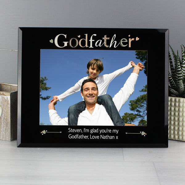Personalised Godfather Black Glass 7x5 Photo Frame