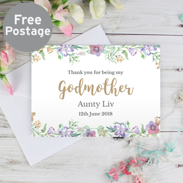 Personalised Godmother 'Floral Watercolour' Card
