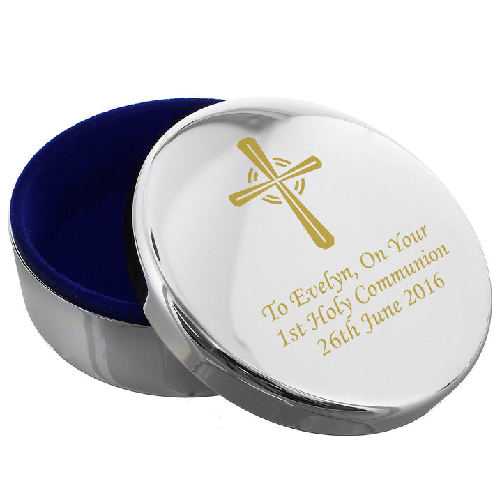 Personalised Gold Cross Trinket Box - Ideal For Rosary Beads