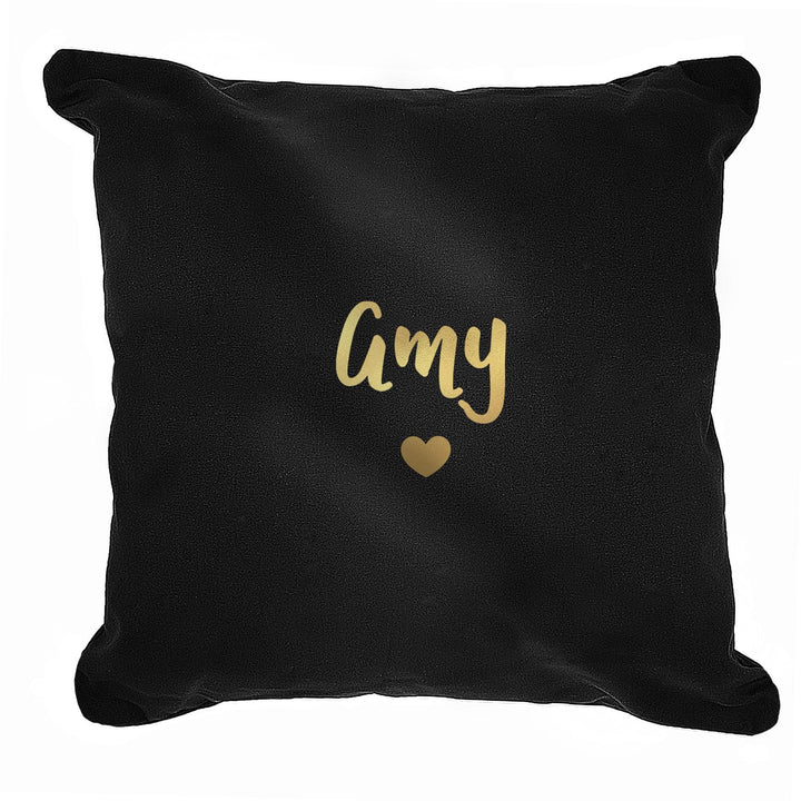 Personalised Gold Name Black Cushion Cover