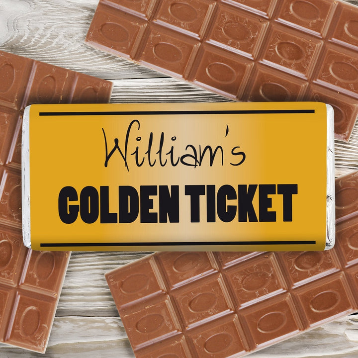 Personalised Golden Ticket Milk Chocolate Bar