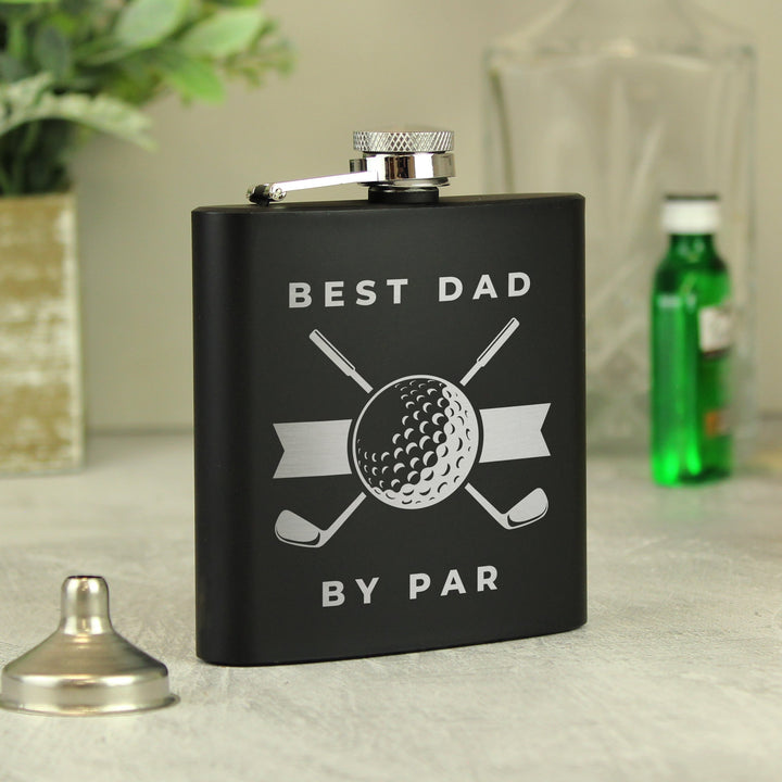 Personalised Golf Black Hip Flask - Father's Day gift